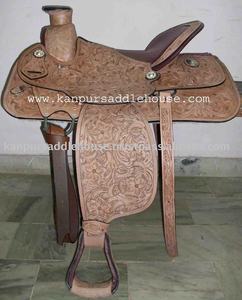 Selle occidentale sculptée à la main Matériau en cuir durable - Product Image 2