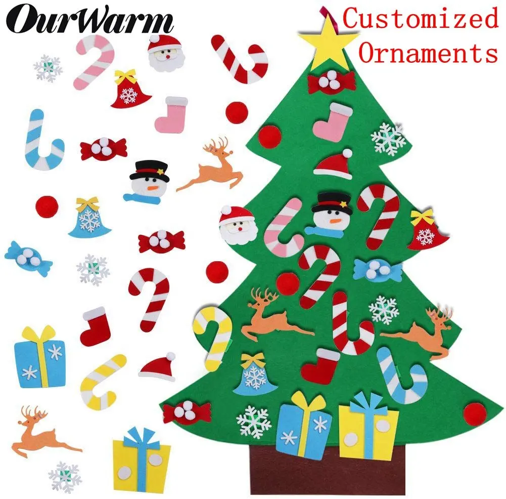 Ourwarm Arbol De Navidad Frei Paste Kinder Tollder DIY Filz Weihnachts baum mit Glitzer Ornamente Neujahrs geschenk