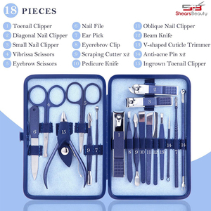Juego de manicura 16 en 1 profesional, cortauñas, herramientas portátiles con funda de cuero rosa - Product Image 2
