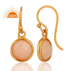 Natural Pink <b>Opal</b> Gemstone <b>Earring</b> Jewelry Manufacturer Yellow Gold Plated Pure 925 Silver Drop <b>Earrings</b> - Product Image 2