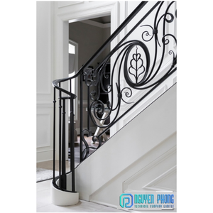 Balustrade d'escalier en fer forgé de haute qualité, nouveaux modèles de balustrade d'escalier de luxe, balustrade d'escalier en fer forgé - Product Image 3