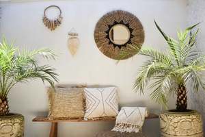 Vente en gros de miroir mural suspendu d'art vintage fait à la main miroir suspendu en rotin naturel pour la décoration murale de la maison du Vietnam - Product Image 2