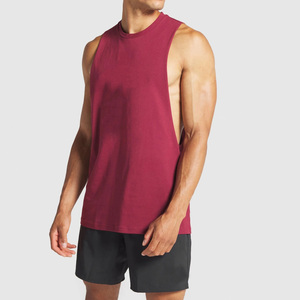 Custom Men's Gym Singlet Workout Tank Top Lightweight Breathable Cotton Knitted Weave Casual Style with Curved Hem - Product Image 1