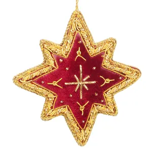 Handgemachte hand gefertigte bestickte Perlen Samt Satin Weihnachts schmuck Ornamente Großhandel bunte festliche Dekorationen
