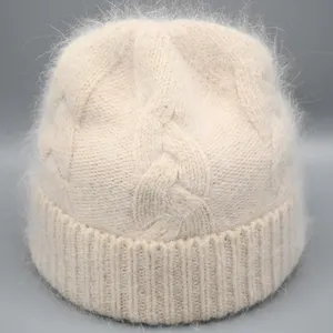 2023 Neuankömmling Beliebte Kaninchen haar Wolle Mütze Strick mütze Großhandel Frauen Winter Kaschmir Mütze Unisex Strick mütze