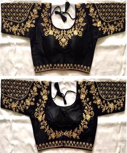 Blouse à manches papillon en georgette brodée et pailletée, avec boutonnière, pour les fêtes, prêt à porter, en stock, vente en gros - Product Image 2