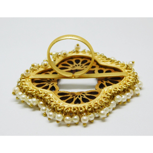 Anillo de latón chapado en oro para mujer y niña, sortija de madera hecha a mano, diseño a la moda, novedad, venta al por mayor - Product Image 2