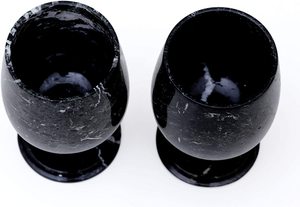 Ensemble de 2 verres à vin en marbre noir fait main Technique polie - Product Image 3