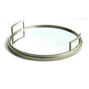 Nouveau plateau de miroir décoratif de forme ronde avec bordure touchée dorée - Product Image 3