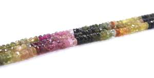 13" Long Natural Multi <b>Tourmaline</b> Gemstone Faceted Rondelle Beads High Quality for Beautiful <b>Bracelet</b> Necklace Earring - Product Image 3