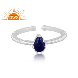 Vente chaude Fine Sterling Silver Natural Lapis Lazuli Gemstone Bague empilable Fabricant de bijoux - Product Image 2