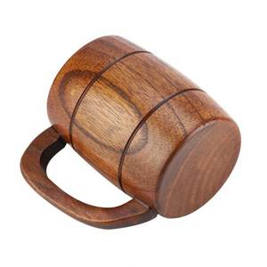Tasse en bois avec Logo personnalisé, pour la maison, les restaurants et les enfants, décor pour verres à boisson, de couleur marron unique, tasses de service, vente en gros, unités - Product Image 4