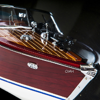 Modèle de bateau en bois Riva Aquamar L70 à demi-coque, décoration de luxe pour la maison côtière, sculpture murale artisanale en métal pour bureau nautique