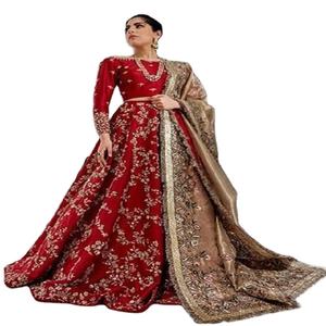 ชุดเลเฮนกา โจลี ดูปัตตา ผ้าไหมจอร์เจตต์ งานปักหนัก ประดับมุกและคริสตัล เหมาะสำหรับงานแต่งงานและงานเลี้ยง ซักได้ ชุดสำหรับผู้หญิง - Product Image 1