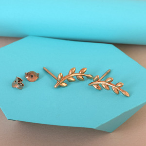 Plaqué or Rose 18K, Design de feuille Simple, clous officiels de haute qualité, meilleures ventes, boucles d'oreilles simples minimalistes, bijoux fins pour femmes - Product Image 3