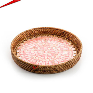 Bandeja de mimbre de perlas para madre, accesorio de lujo hecho a mano para hoteles de boda - Product Image 6