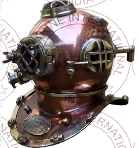 Solid Steel & Bras 18" Copper and Brass Antique Nautical Scuba Diving Helmet Office Desk Decor/Shelf Decor Diving Helmet