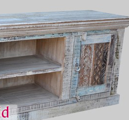 Rustic Distressed White Wood <b>TV</b> <b>Stands</b> <b>Tv</b> Cabinet With 2 Doors And Shelves Storage Buffet Cabinet For Living Room <b>Bedroom</b> Hotel - Product Image 6