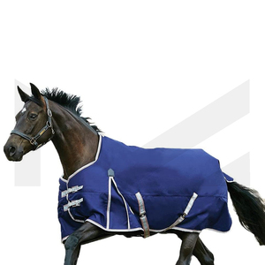 Essential Standard Hals decke Medium Polyester Fleece 78 Zoll Navy Silber & Red Horse Blanket Pferde teppiche und Pferde blatt - Product Image 1