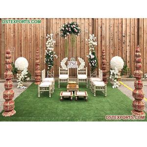 ชุดตกแต่งวิหารงานแต่งงานแบบเรียบง่าย วัสดุไฟเบอร์กลาส น้ำหนักเบา ปรับแต่งสีและขนาดได้ สำหรับงานแต่งงานแบบอินเดีย ทามิล  ในสหรัฐอเมริกา - Product Image 1