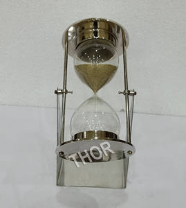 Minuterie de sablier en verre de sable poli chromé moderne Décoration maritime nautique et cadeau de mariage unique pour l'espace de bureau - Product Image 3