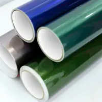 Rollo de película autoadhesiva metálica para decoración de coche, adhesivo de vinilo personalizado con cambio de Color azul y negro