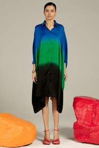 Vestido de caftán de rayón suelto a la moda de otoño para niñas estilo de camisa informal Sexy cuello Floral cuello Tie Dye transpirable lavable - Product Image 5