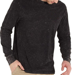 T-shirts à manches longues Tie-Dye personnalisés OEM, coupe ajustée, séchage rapide, col rond, noir, 100% coton, pour hommes – Vente chaude - Product Image 1