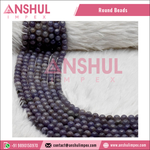 Anshul Impex, fabricant indien de perles en pierre naturelle, perles rondes en Lepidolite bleue de 8 mm pour la fabrication de bijoux, prix de gros - Product Image 6