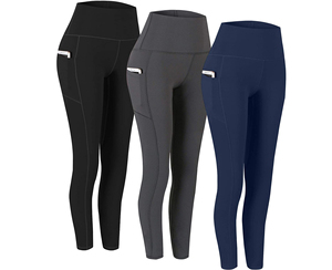 <b>leggings</b> <b>polyester</b> spandex fitness yoga pants women high waisted yoga pants with phone pocket - Product Image 1