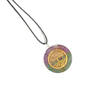 จี้หินอเมทิสต์และต้นไม้สีเขียว,จี้พลอยบำบัดหินออร์โทน - Product Image 1