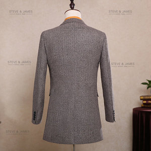 Manteau homme Steve & James de qualité supérieure, en laine respirante, col cranté, coupe ajustée, simple boutonnage, fabriqué à la main en Thaïlande - Product Image 6