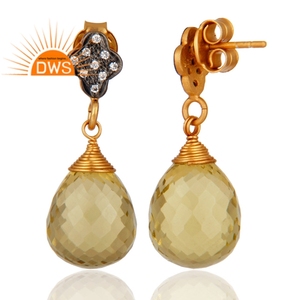 925เงินสเตอร์ลิงธรรมชาติเลมอน Topaz & CZ พลอยห้อยต่างหูสำหรับผู้หญิงเครื่องประดับผู้ผลิต - Product Image 2