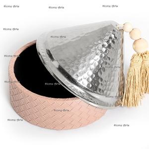 Trending design wooden dry fruits server <b>with</b> metal hammered <b>lid</b> highest quality tableware sweets server in bulk - Product Image 5