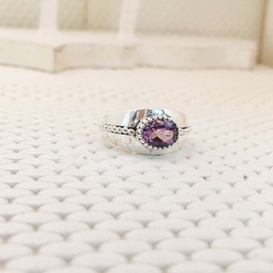 <b>Statement</b> Trendy 925 Sterling <b>Silver</b> Amethyst <b>Rings</b> Fashion Jewelry Oval Cut Bezel Setting Wedding Engagement Women/Unisex - Product Image 3