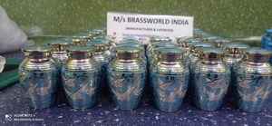Fournitures d'enterrement en aluminium bleu marbre finition souvenir crémation urn brasworld inde - Product Image 6