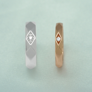 Rhombus Rose Gold & Silver Plated Sterling Silver Regalo de compromiso romántico de alta calidad Anillos de aniversario de boda para unisex - Product Image 5