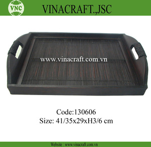 Plateau de service Greeneco rectangulaire avec poignées en bambou, plateau à thé - Product Image 6