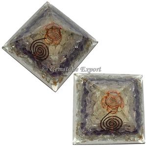 Pyramides en orgonite avec pierres précieuses personnalisées en gros |   Cristaux de générateur d'énergie en laiton, commande en gros - Product Image 1
