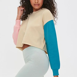 Top deportivo corto de manga larga para mujer, estilo OEM, colores vivos, 100% algodón, para hacer ejercicio. - Product Image 3