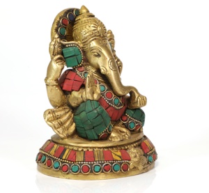 Figurine en laiton Choki Ganesha, dieu hindou, objet de Feng Shui, cadeau d'entreprise, artisanat Nirmala, fait main au Rajasthan, Inde - Product Image 2