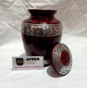 โกศโลหะแกะสลักสีแดงผู้ใหญ่ทองเหลือง/อลูมิเนียมศพมนุษย์โกศโกศสไตล์อเมริกัน/ยุโรป - Product Image 1