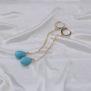 Drop Turquoise Mallorca Pearl Charm Dangle <b>Earrings</b> Turkish Wholesale 925 Sterling Silver Jewelry - Product Image 2