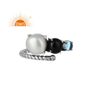 Bague en argent sterling de haute qualité bague multi-pierres glorieuse bagues antiques bijoux en gros Collection délicate - Product Image 1