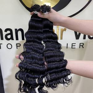 Fussion-queratina italiana, puntas de queratina onduladas, Punta rizada, cabello ruso Remy, plano, extensión de cabello de Punta u i, venta al por mayor - Product Image 3