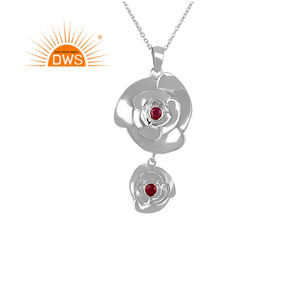 Collier pendentif en argent Sterling 925, Double conception de bijoux, couleurs Rose rouge, rubis, gemmes, vente en gros - Product Image 2