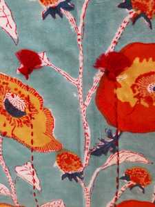 Custom Design Block Printing Fabric Bedspread Sheet With Handmade Embroidery King Size Fitted Flat Bedcover Home Bedding Sheet - Product Image 2