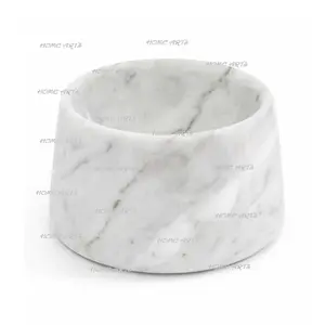 Newest Design Round Shape White Marble Dog Bowl Top Quality Customized Size Pet Feeder Bowls At Wholesaler Price