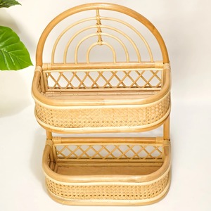 Étagère murale en rotin à deux niveaux, produit en forme d'arc-en-ciel, fait à la main, rangement pour chambre à coucher, vente en gros, nouveau Design - Product Image 3