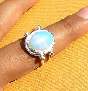 2024 moda turquesa anillo de piedras preciosas ajustable chapado en rodio plata esterlina boda fiesta - Product Image 2